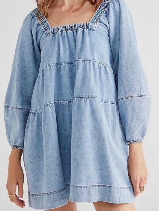 Free People Dresses & Skirts - FREE PEOPLE Lou Jean Denim Babydoll Dress, size Small